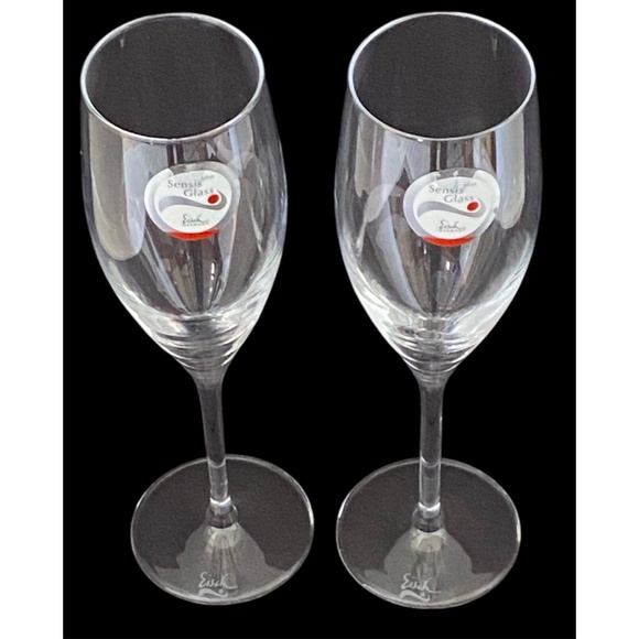 Set Of 2 Eisch Sensis Plus Breathable 9.25” Champagne Flutes NEW- USA Shipper - Picture 2 of 6